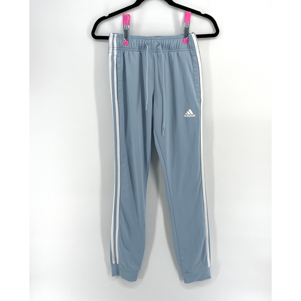 Adidas Kids Blue Track Pants White Stripes‎ Joggers XS 4-6 Drawstring Waist